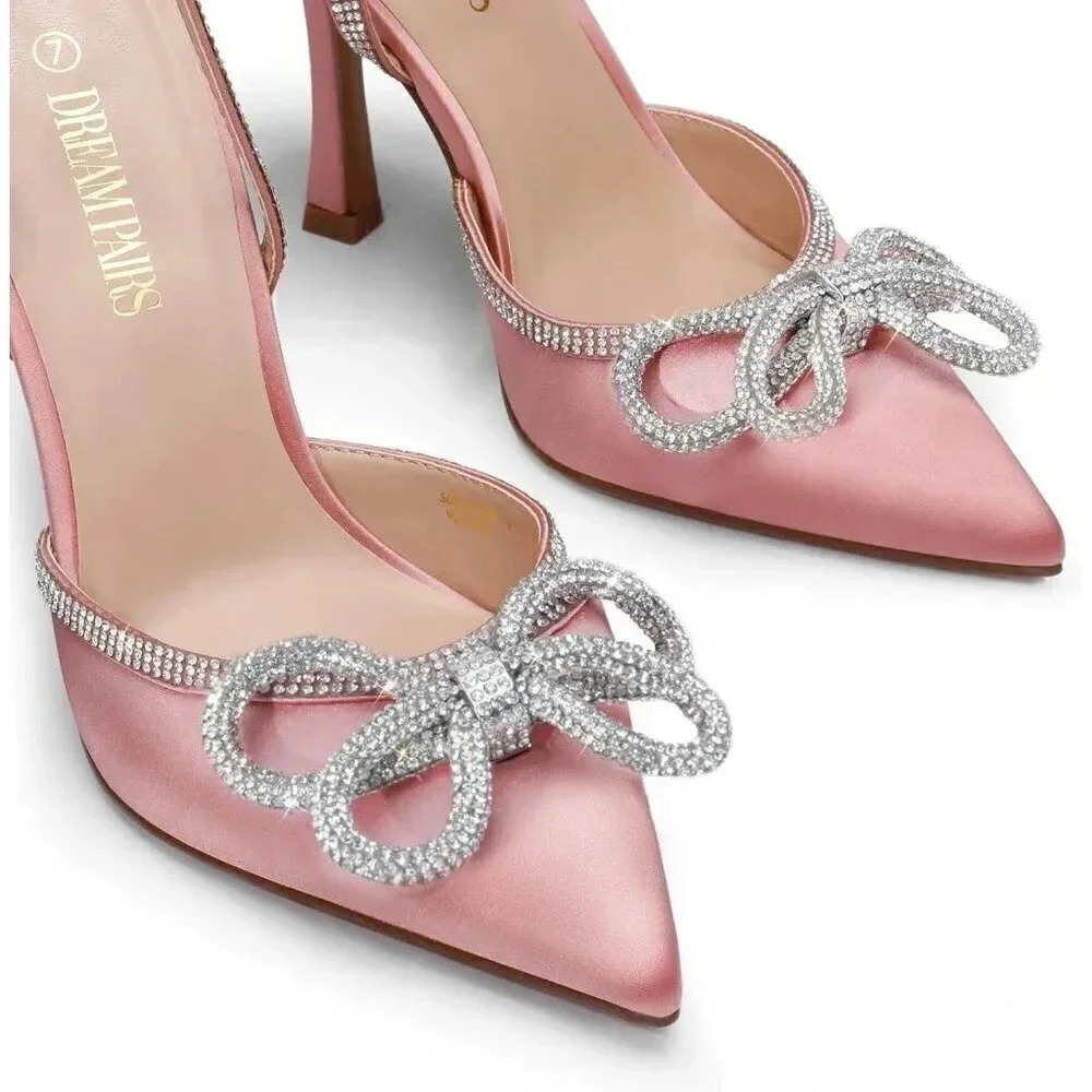 Women's High Heels Destiny Closed Toe Strappy Heels Sexy Rhinestone Ankle Strap - Picture 4 of 6